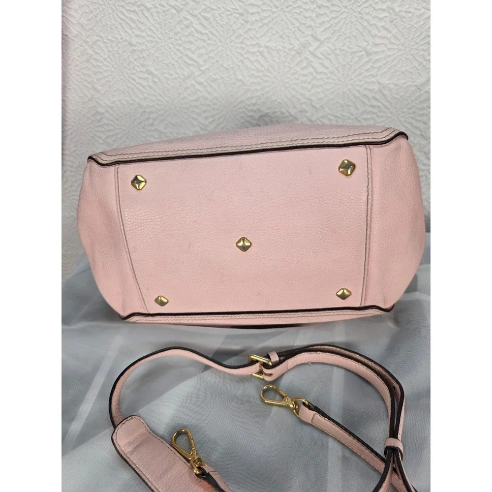 MCM Pink Pebbled Leather Boston Satchel Bag w/ Crossbody Strap‎
